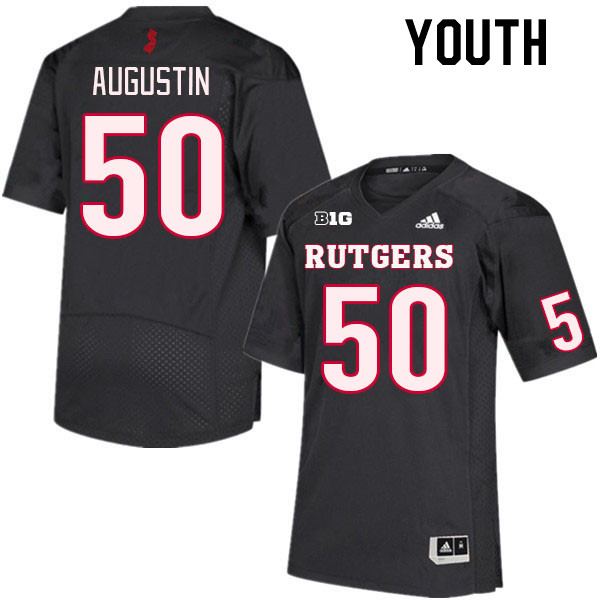 Youth #50 Jordan Augustin Rutgers Scarlet Knights College Football Jerseys Stitched Sale-Black - Click Image to Close
